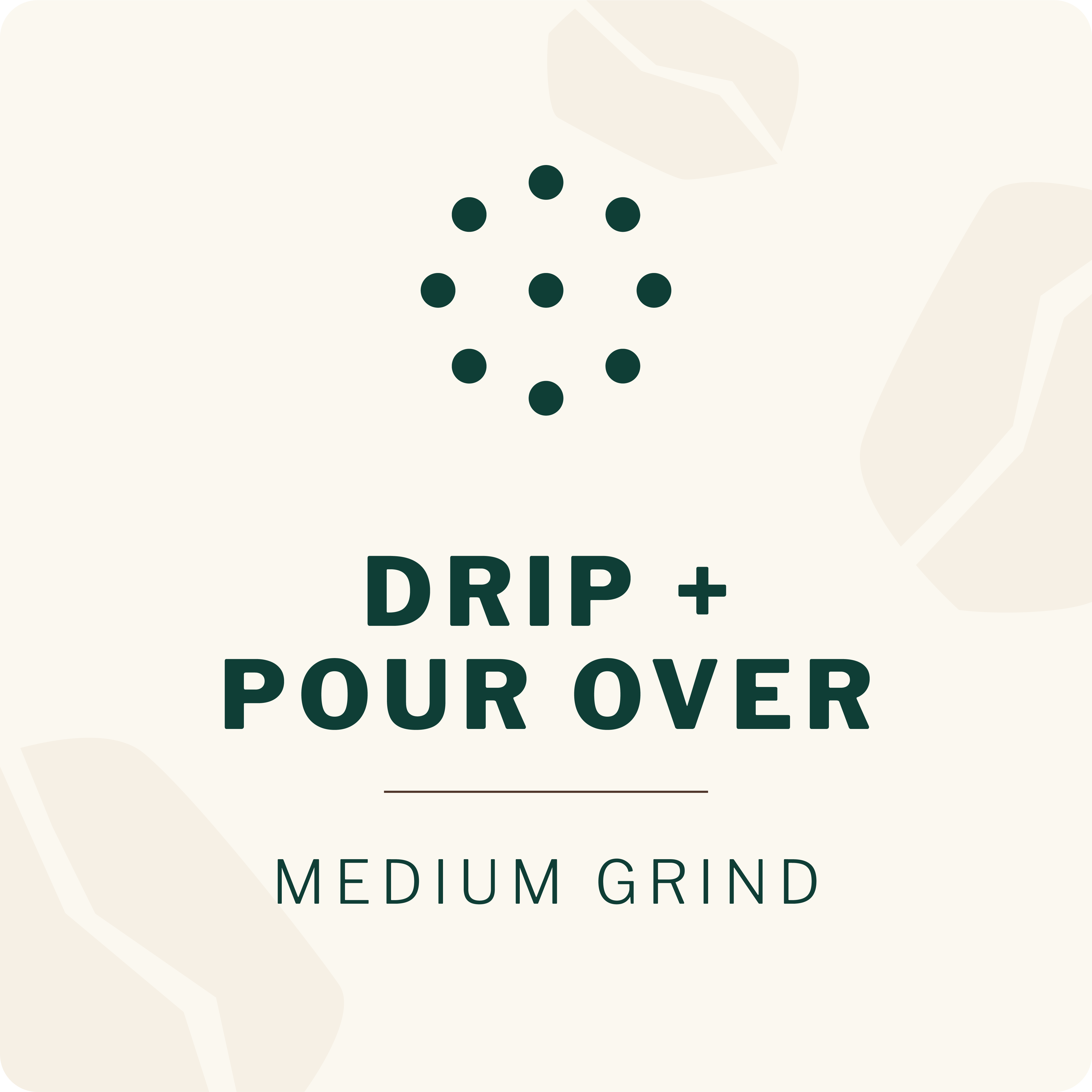 Artizan Coffee grind type selector — Drip + Pour Over, Medium Grind