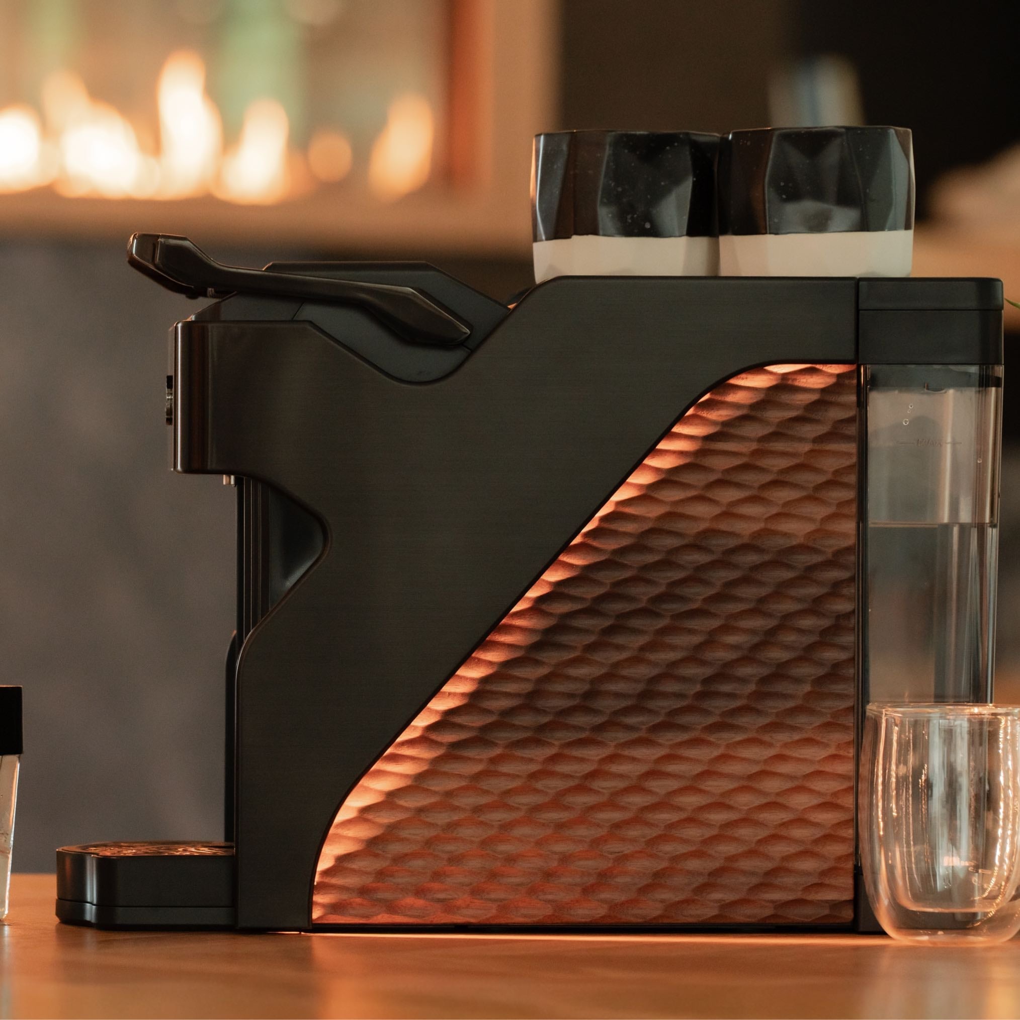 Line1 Espresso and Coffee Machine: Brushed Nickel & Grain