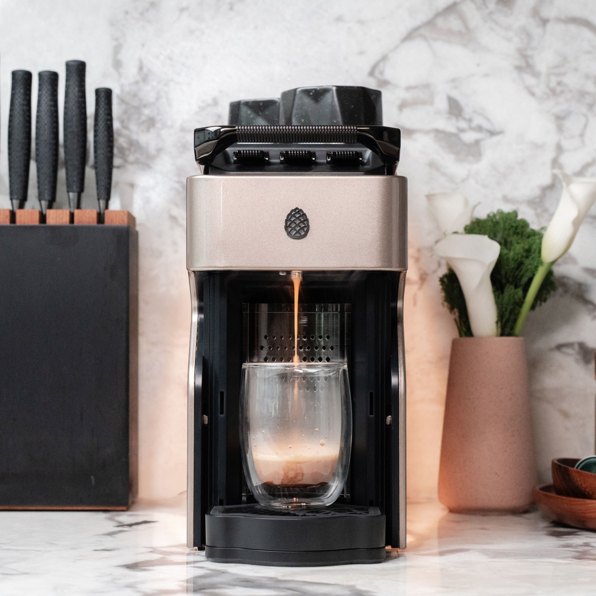 Milton Coffee Line1 Nespresso Compatible Brewer - Champagne & Onyx