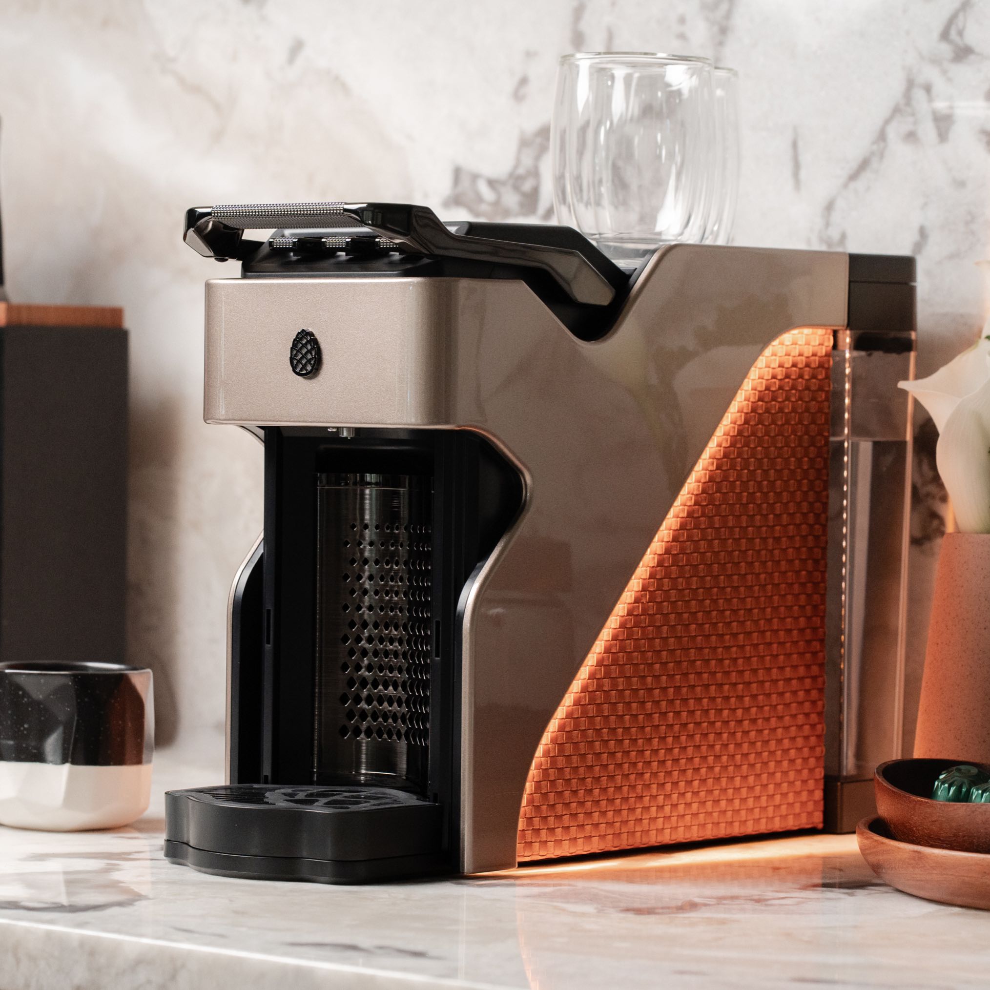 Milton Coffee Line1 Nespresso Compatible Brewer - Champagne & Saddle
