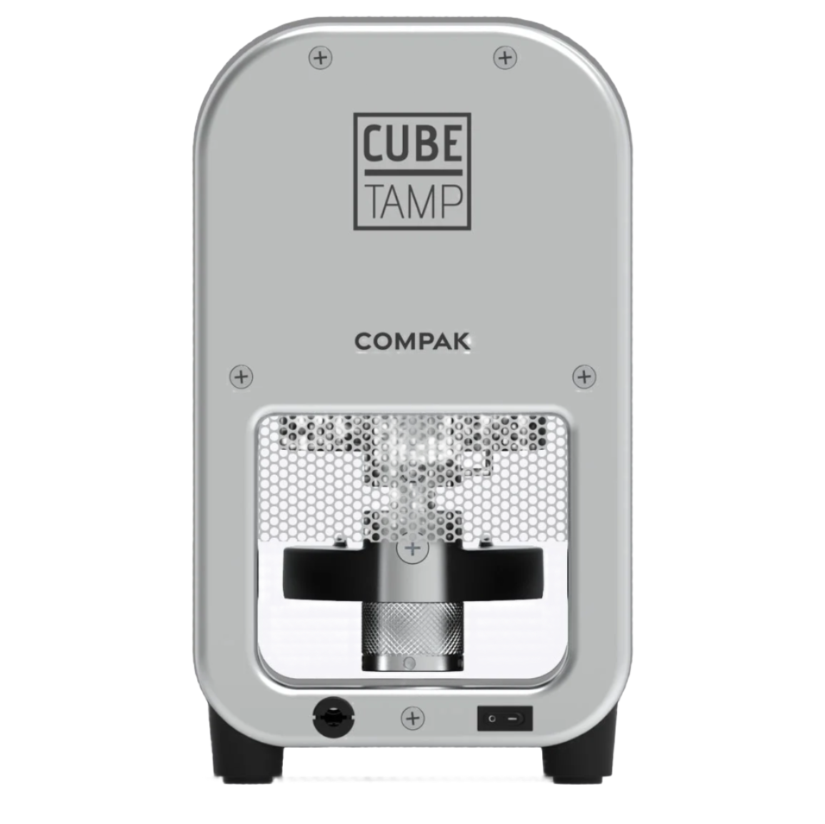 Rear view of Compak Cube Automatic Tamper showing compact square design