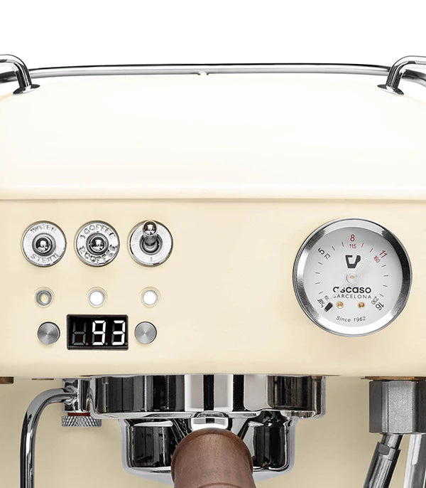 Close up look of the gauges and buttons of Cream Ascaso Dream PID Espresso Machine