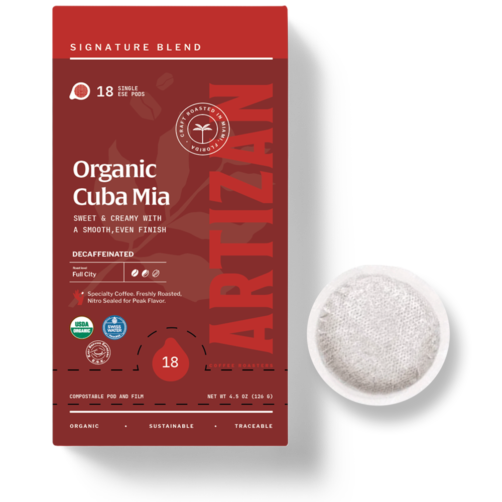 Organic Cuba Mia Decaf Espresso ESE Coffee Pods, Dark Roast - 18 Pods