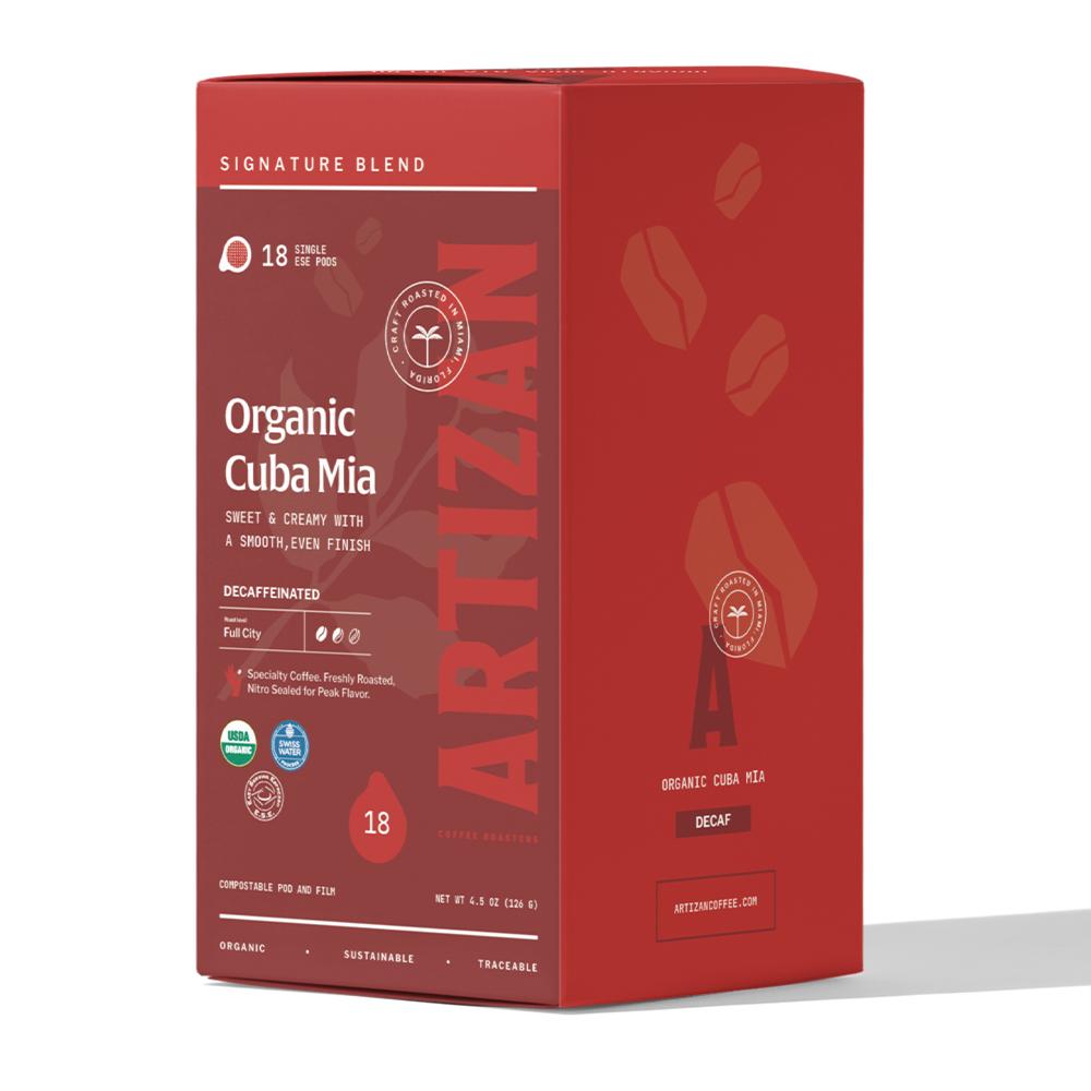 Organic Cuba Mia Decaf Espresso ESE Coffee Pods, Dark Roast - 18 Pods