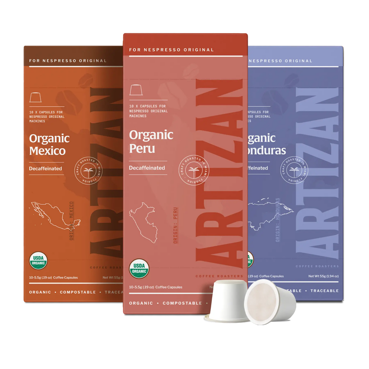 Esencia Decaf Latin America Trio | Swiss Water Organic Nespresso Esencia Decaf Latin America Trio | Swiss Water Organic Nespresso