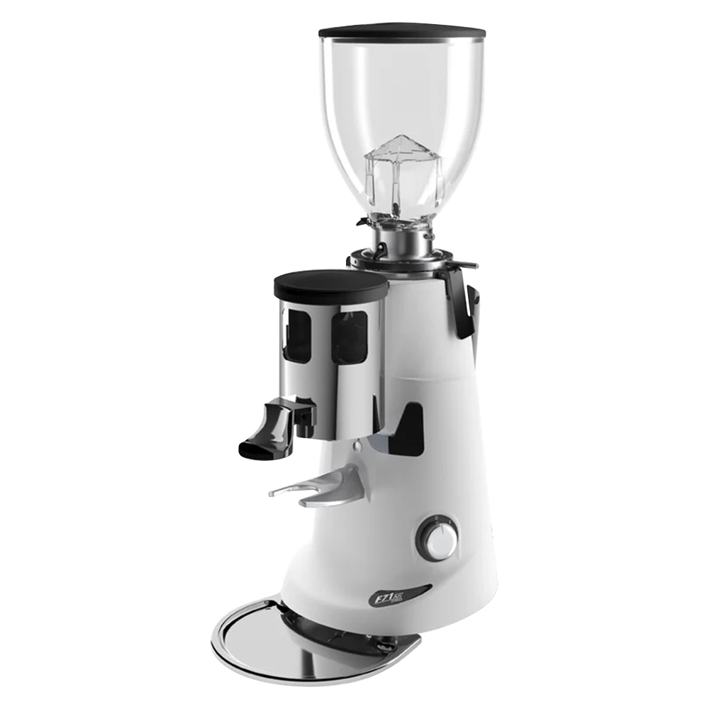 A front image of Fiorenzato F71 AK Pro on Manual Doser Espresso Grinder White variant