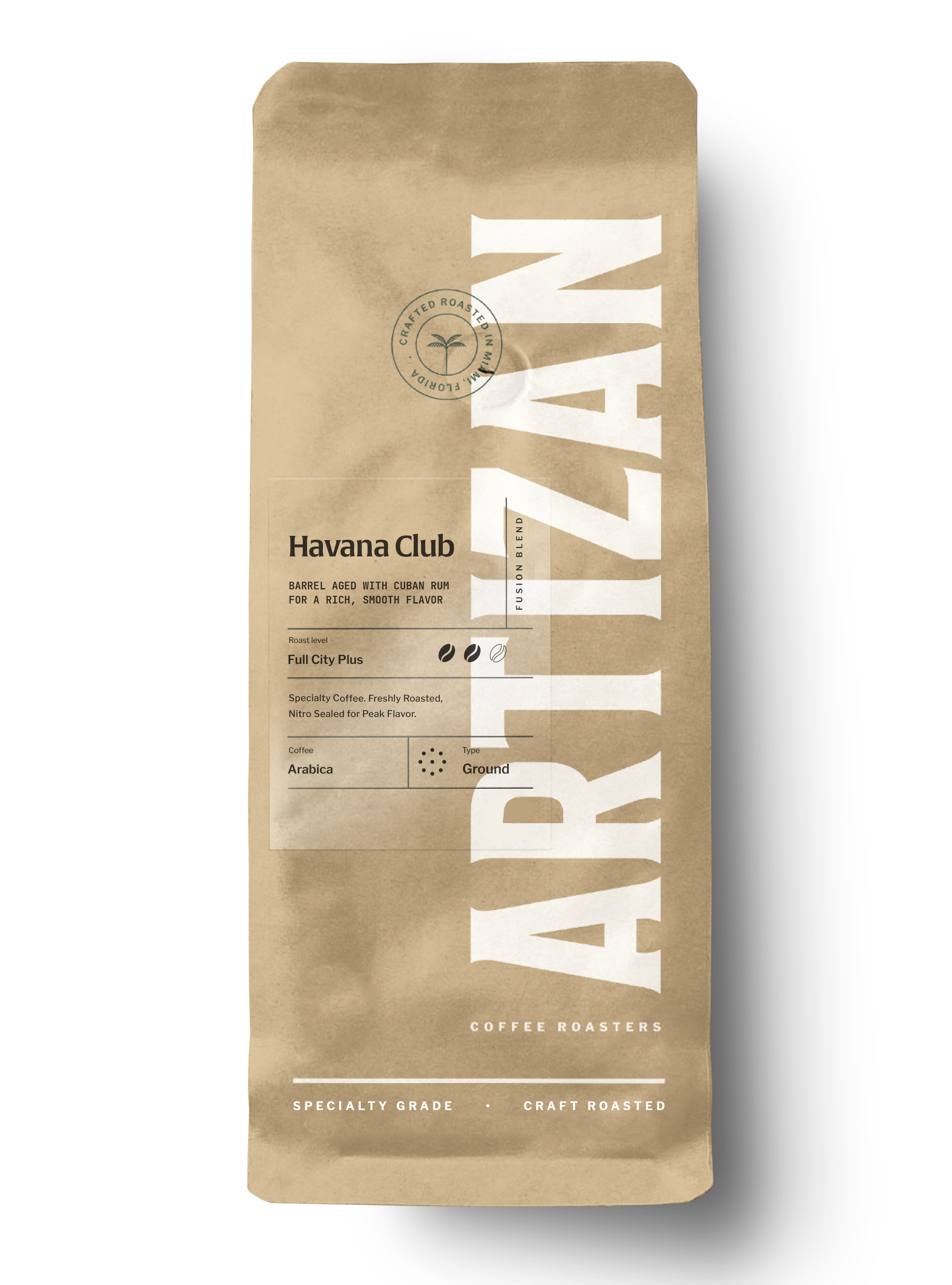 Front Image of the Havana Club Rum Barrel Aged Coffee packaging.