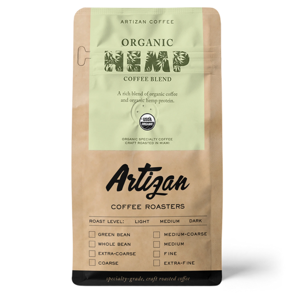 Bag of Organic Hemp Coffee Blend from Artizan Coffee Roasters