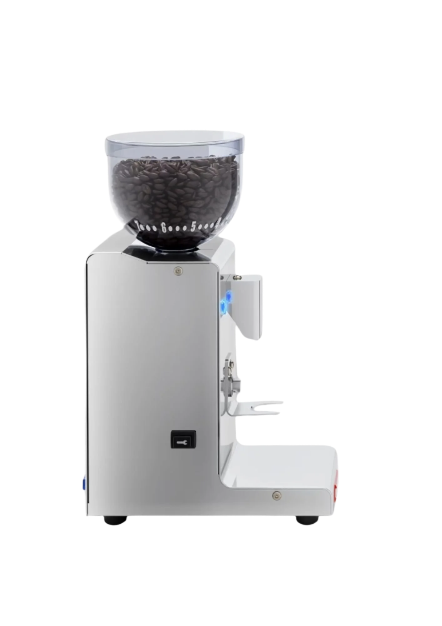Full right side image of Lelit Fred Polished Stainless Steel Coffee Grinder