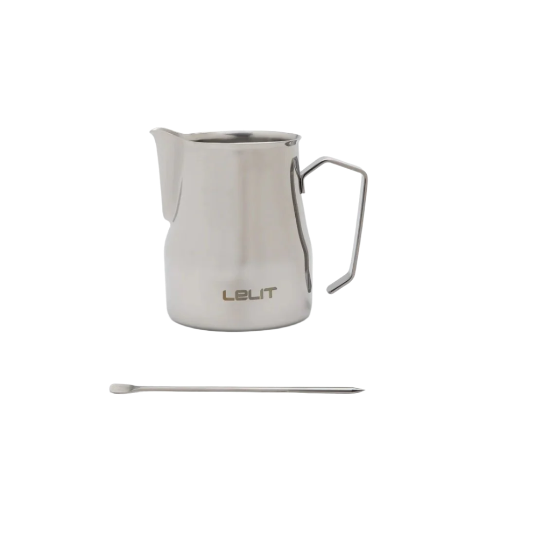Lelit Milk Jug with Latte Art Pen on its front