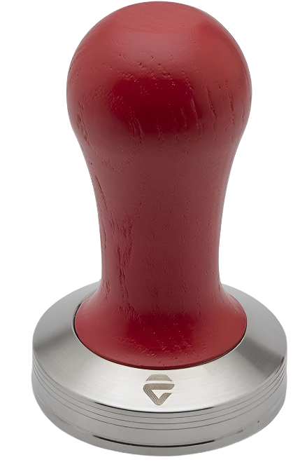 Close-up view of Lelit Red Wood Tamper 