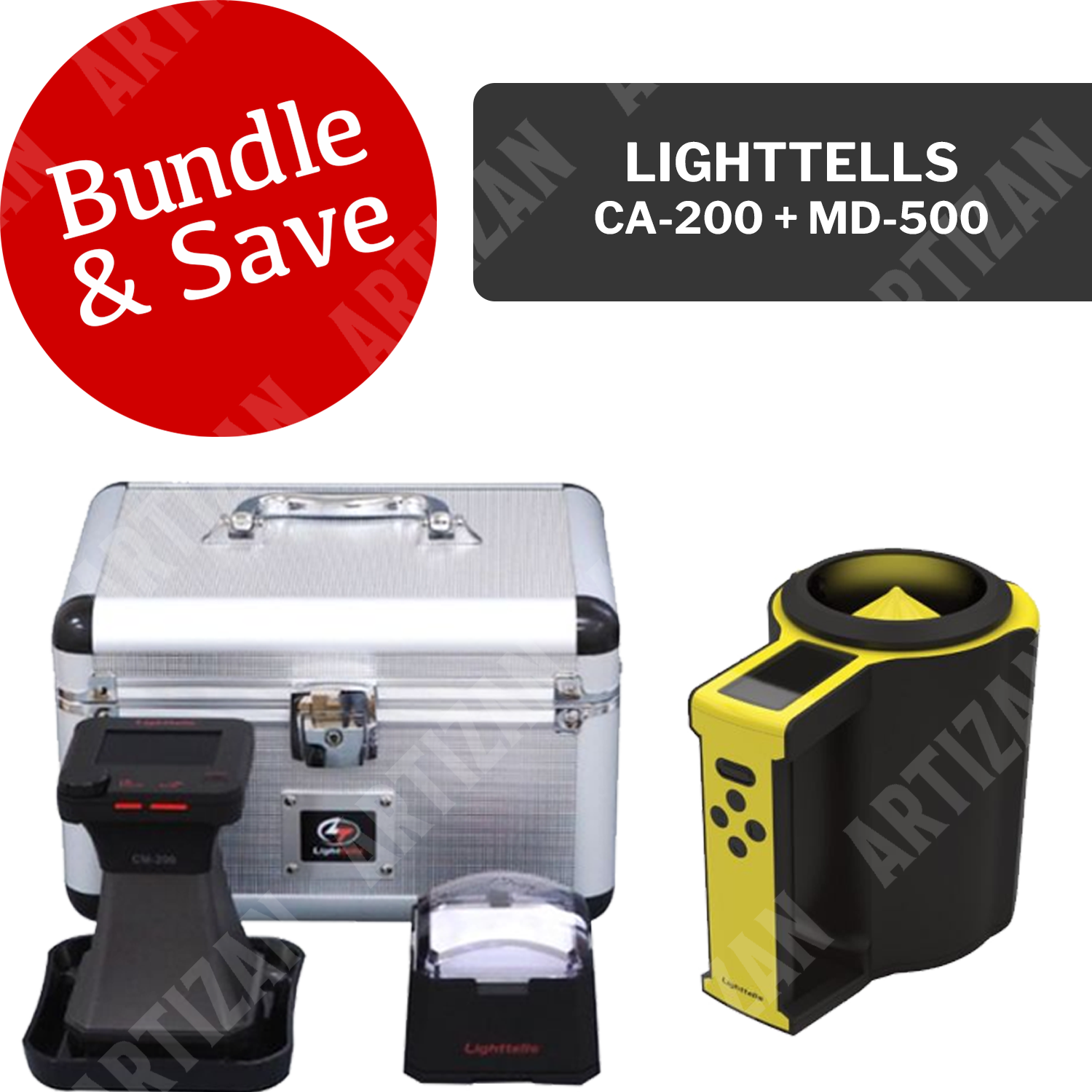 Lighttells CM-200 Coffee Roast Analyzer and MD-500 Moisture Density Analyzer bundle side by side