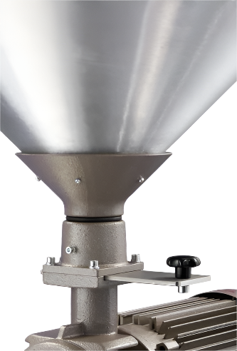 Close-up look at the bean hopper of Mahlkonig DK 15LS/LH Industrial Grinder