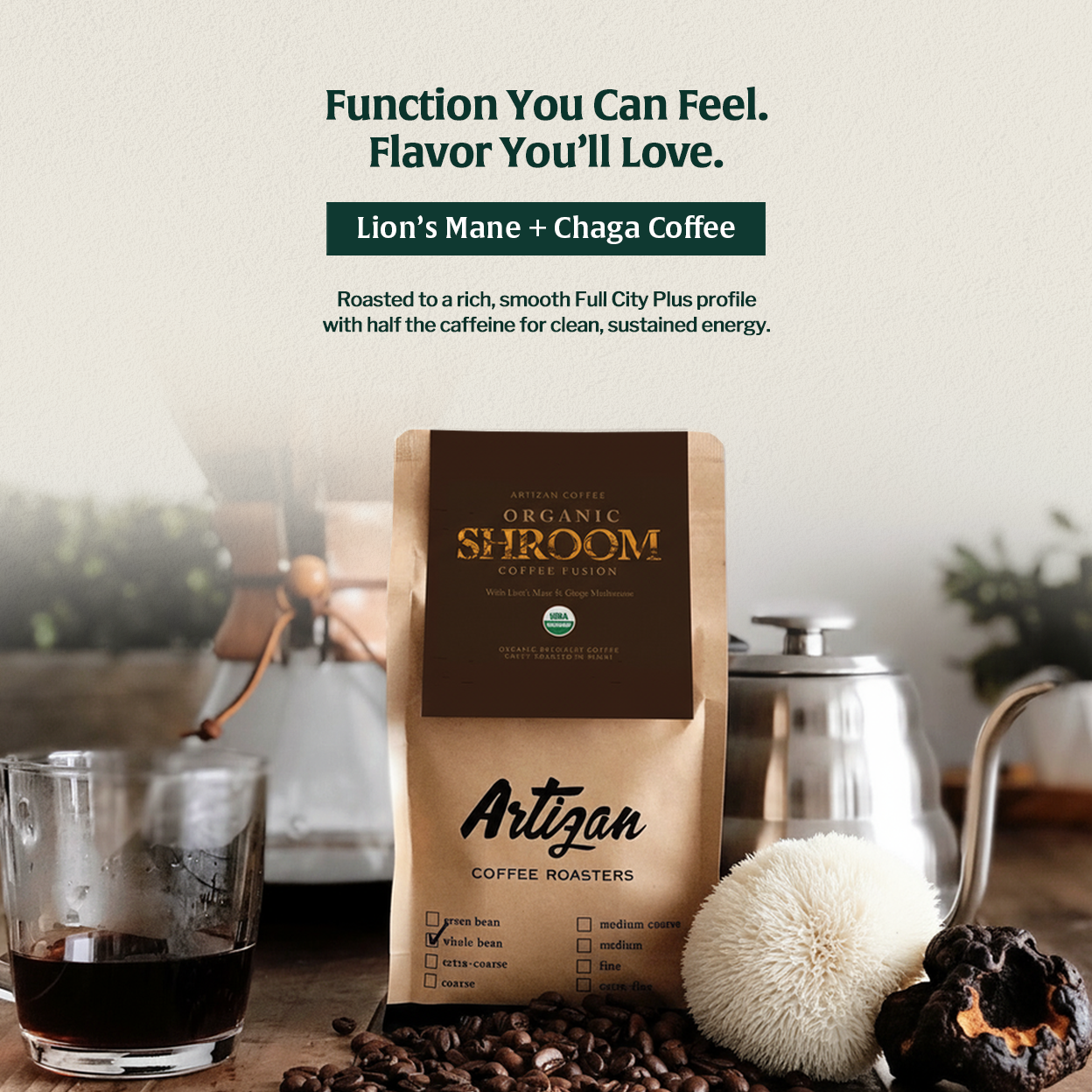 Organic Mushroom Coffee Fusion - Lion's Mane & Chaga