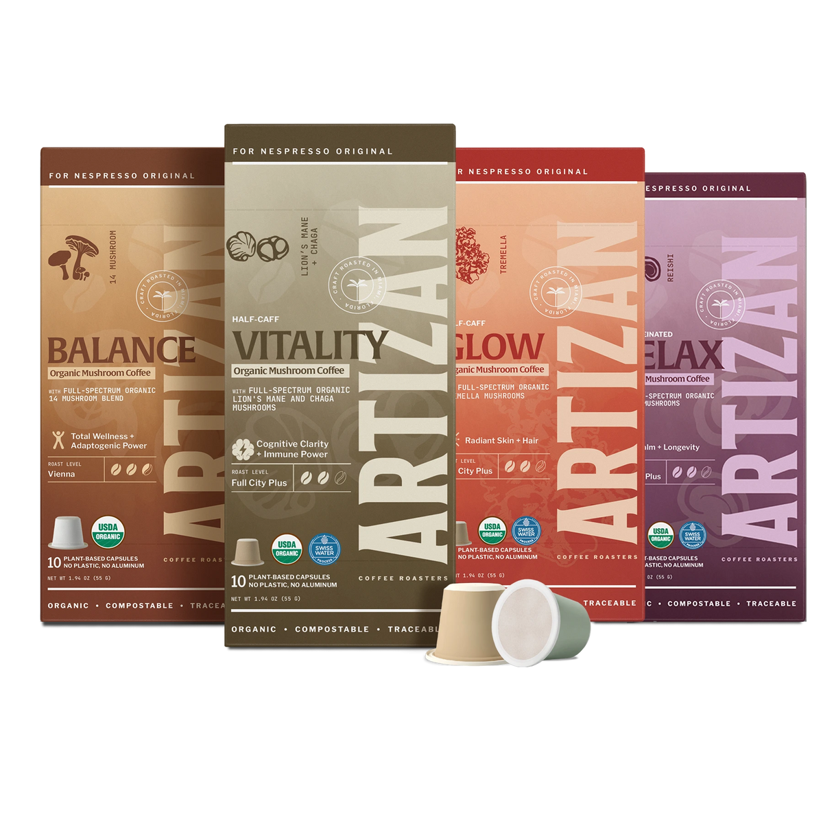 Mushroom Coffee Flight | Organic Nespresso Original Pods | Artizan