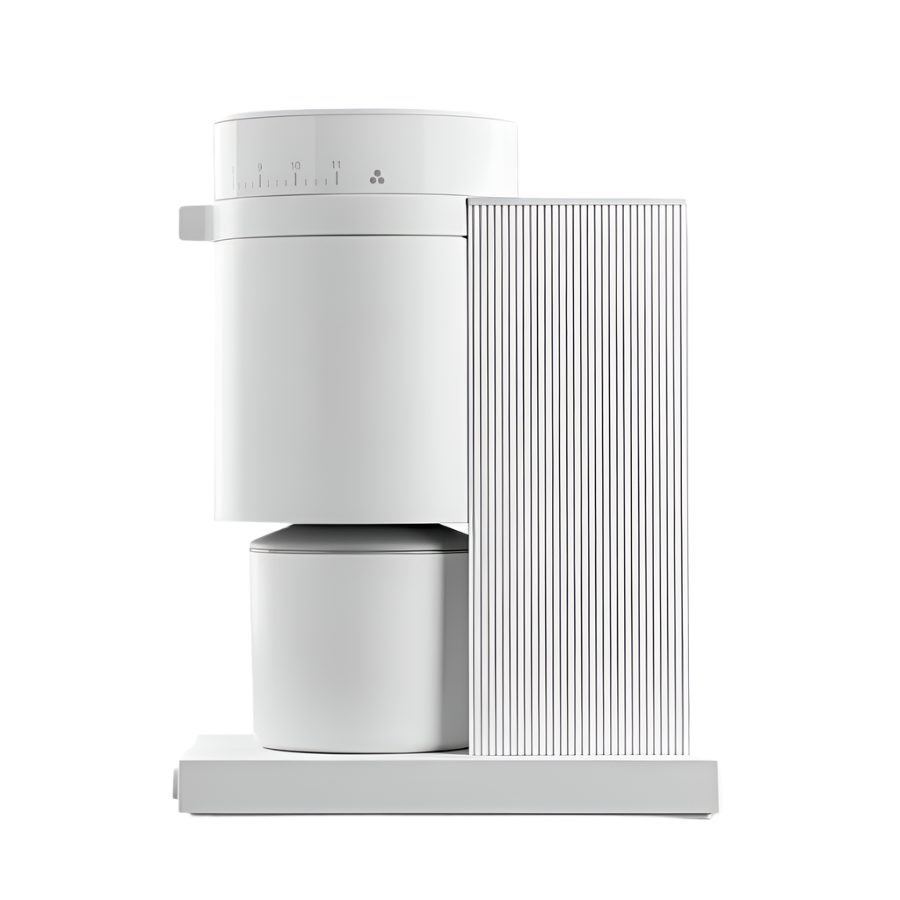 Full left side image of white variant Opus Conical Burr Grinder