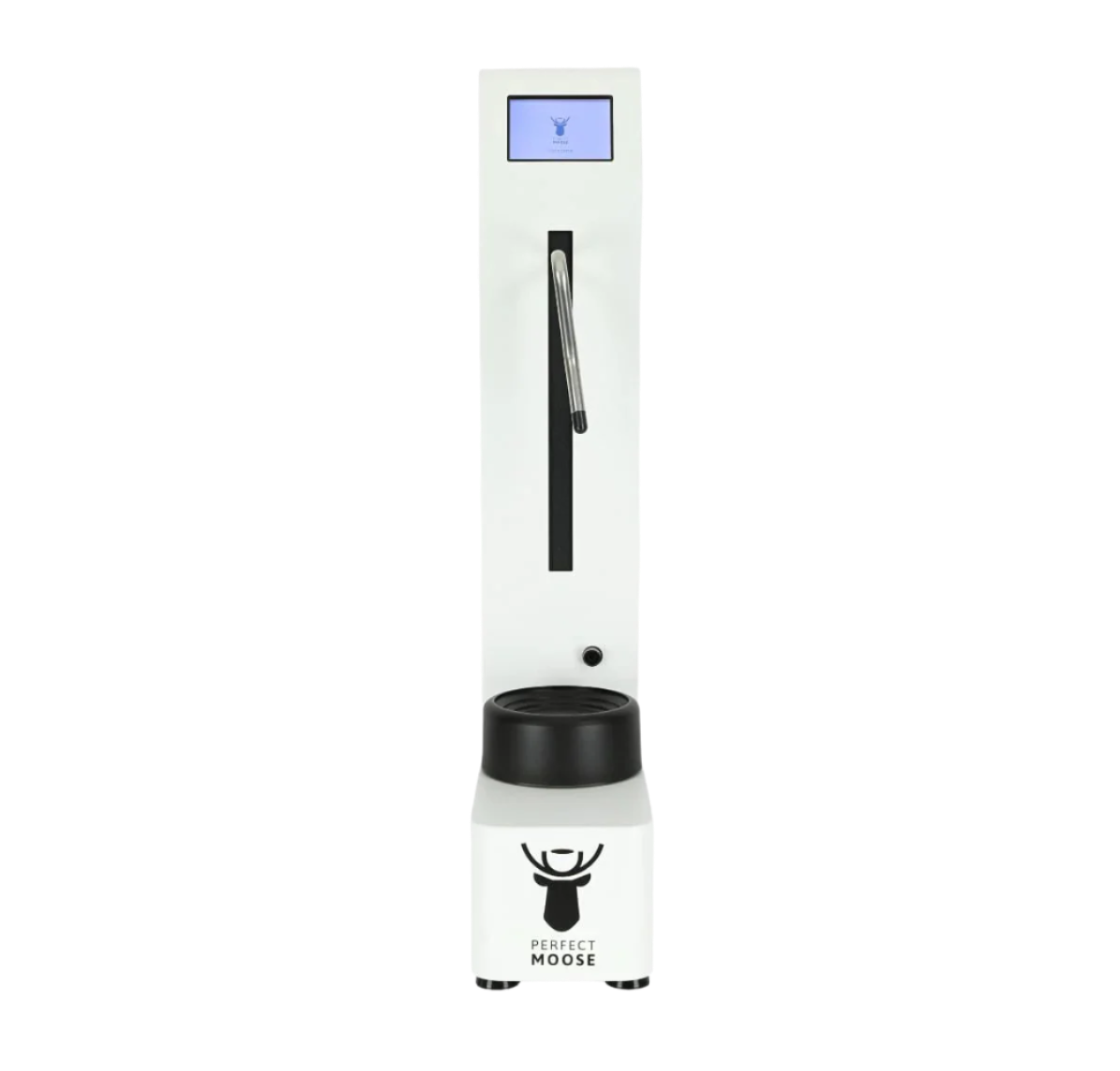 Front view of White Variant of Perfect Moose Automatic Milk Steamer Greg 