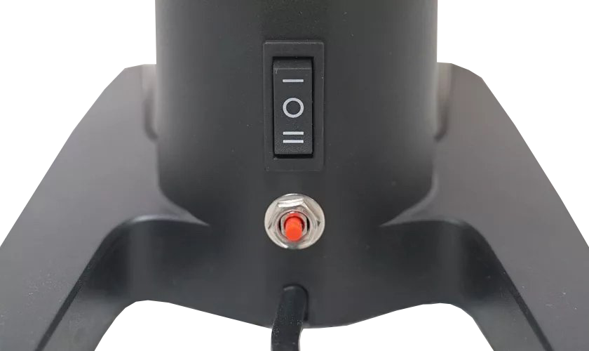 A closer look at the buttons of Pinecone Swiss Pinion Coffee Grinder