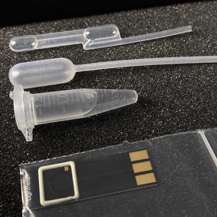 Close-up of reagent solutions for Lighttells CA-700 analyzer