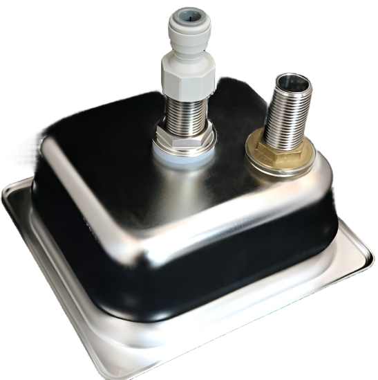 A close up look of Rhino Square 150 mm rinser with Spinjet valve and actuator star—detailed view of spray mechanism assembly