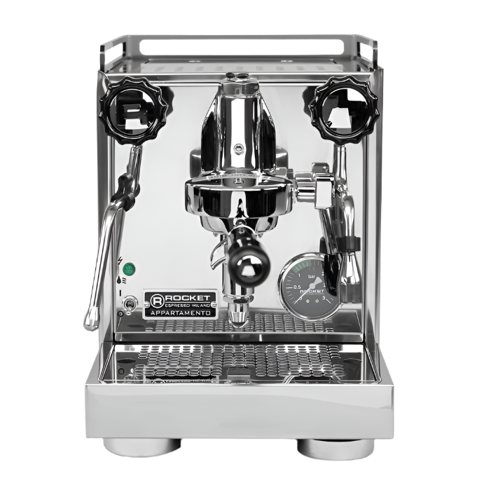Front image of copper side panel variant Rocket Appartamento Espresso Machine