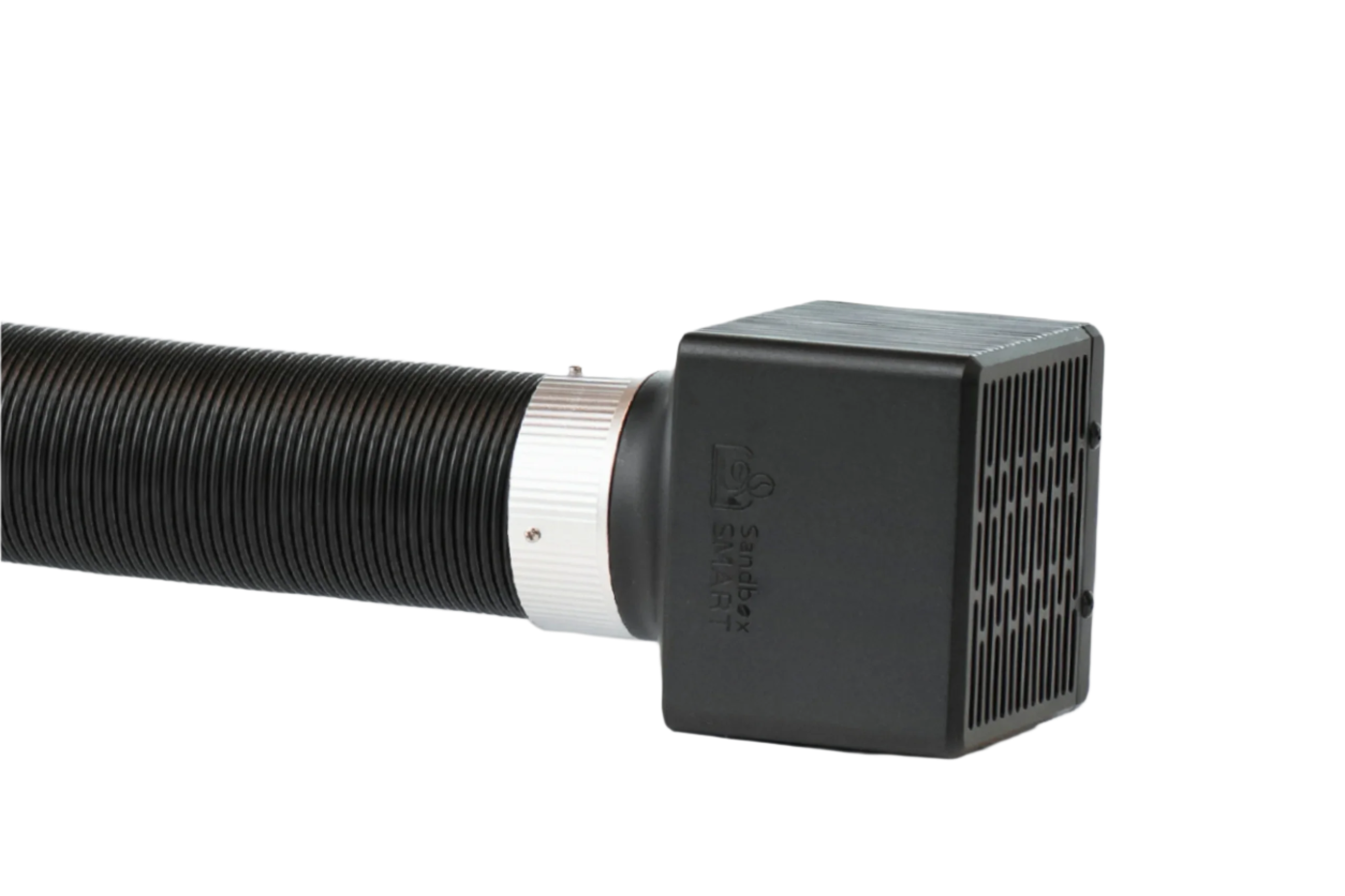Close-up of Sandbox Smart F2 Exhaust Fan housing, showcasing durable construction and compact rooftop fan design.