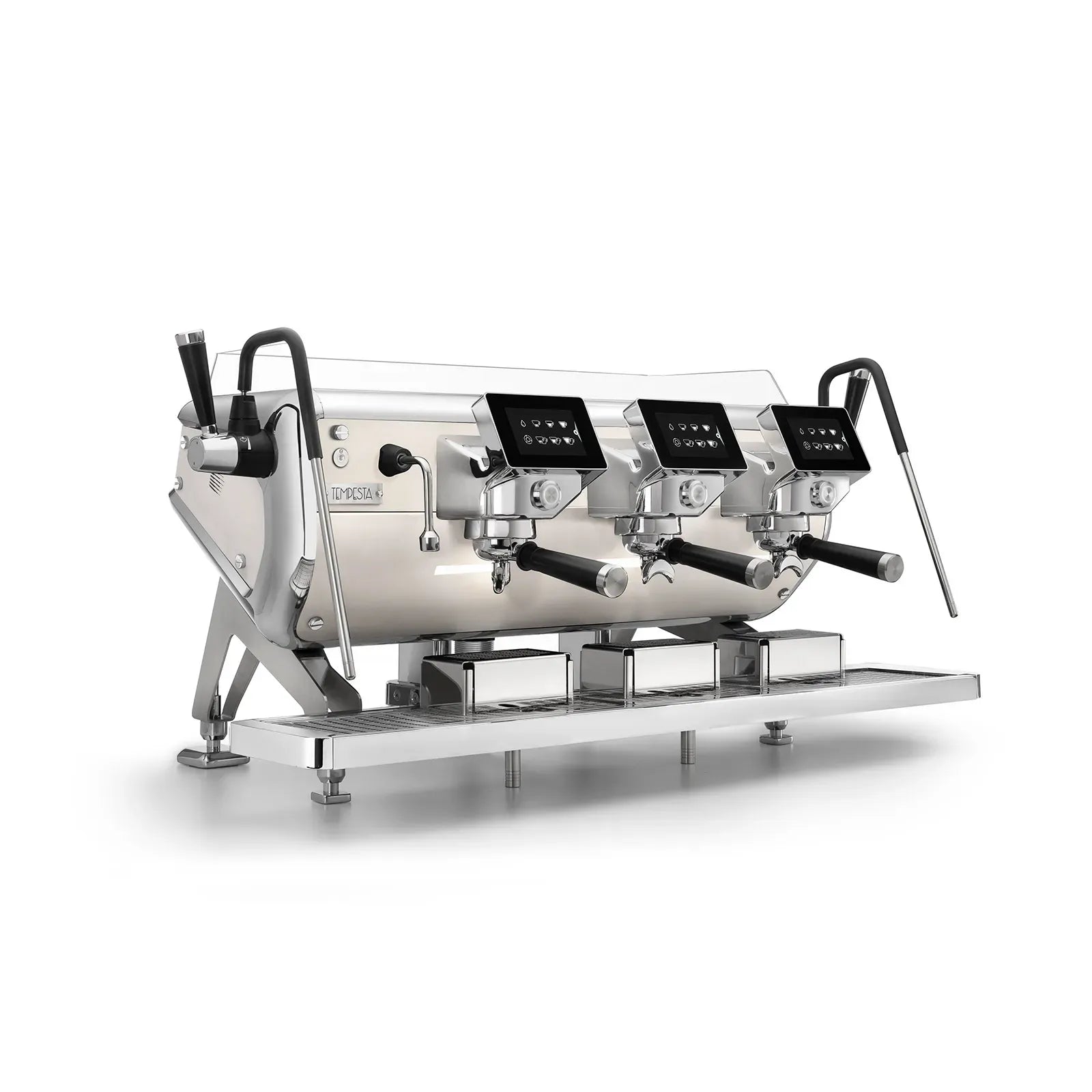 Commercial espresso machine on a white background
