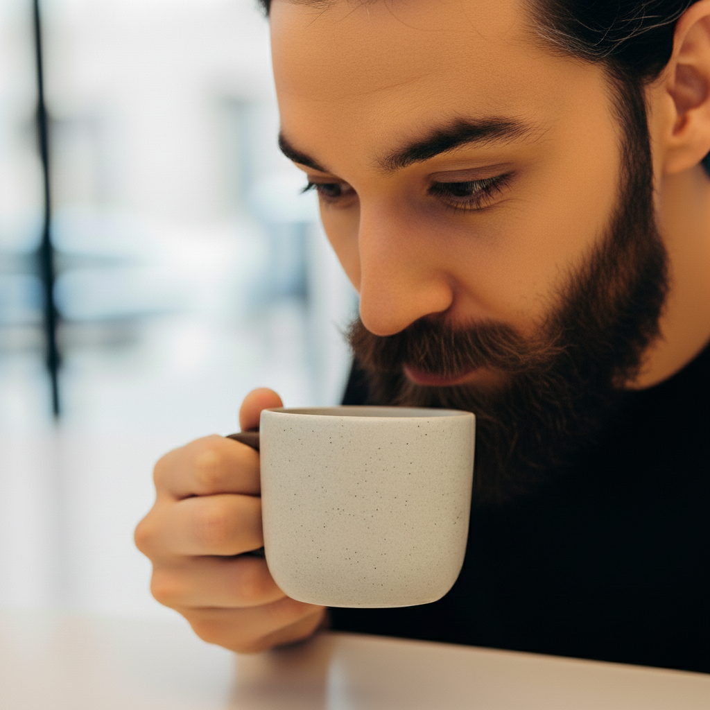 Handcrafted Ceramic Espresso Cup with Wooden Handles