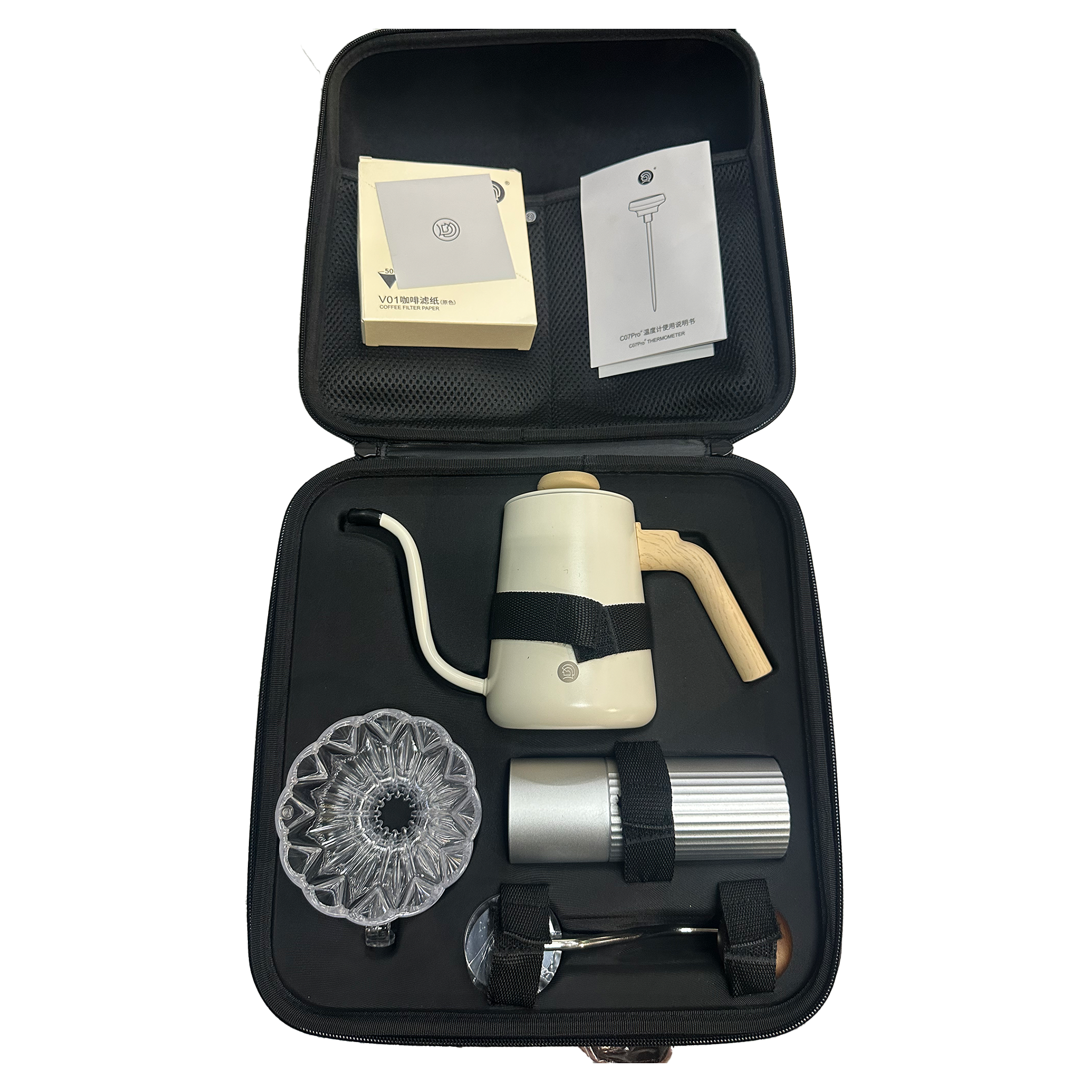 An image of the ZeroHero Professional Coffee Travel Bag with accessories with it