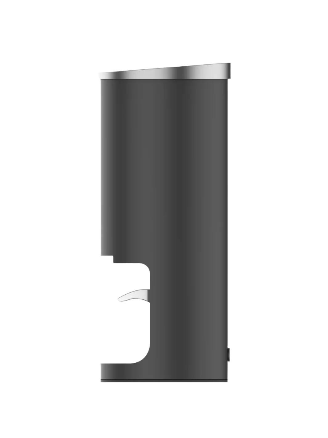 Right side profile of PT2 automatic coffee tamper in black showing compact build