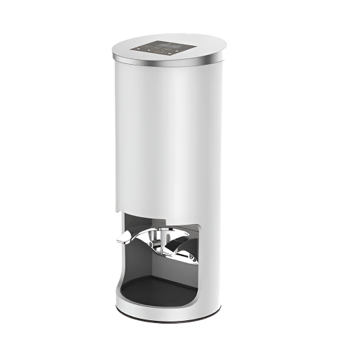 White model of PT2 automatic coffee tamper with modern minimalist design