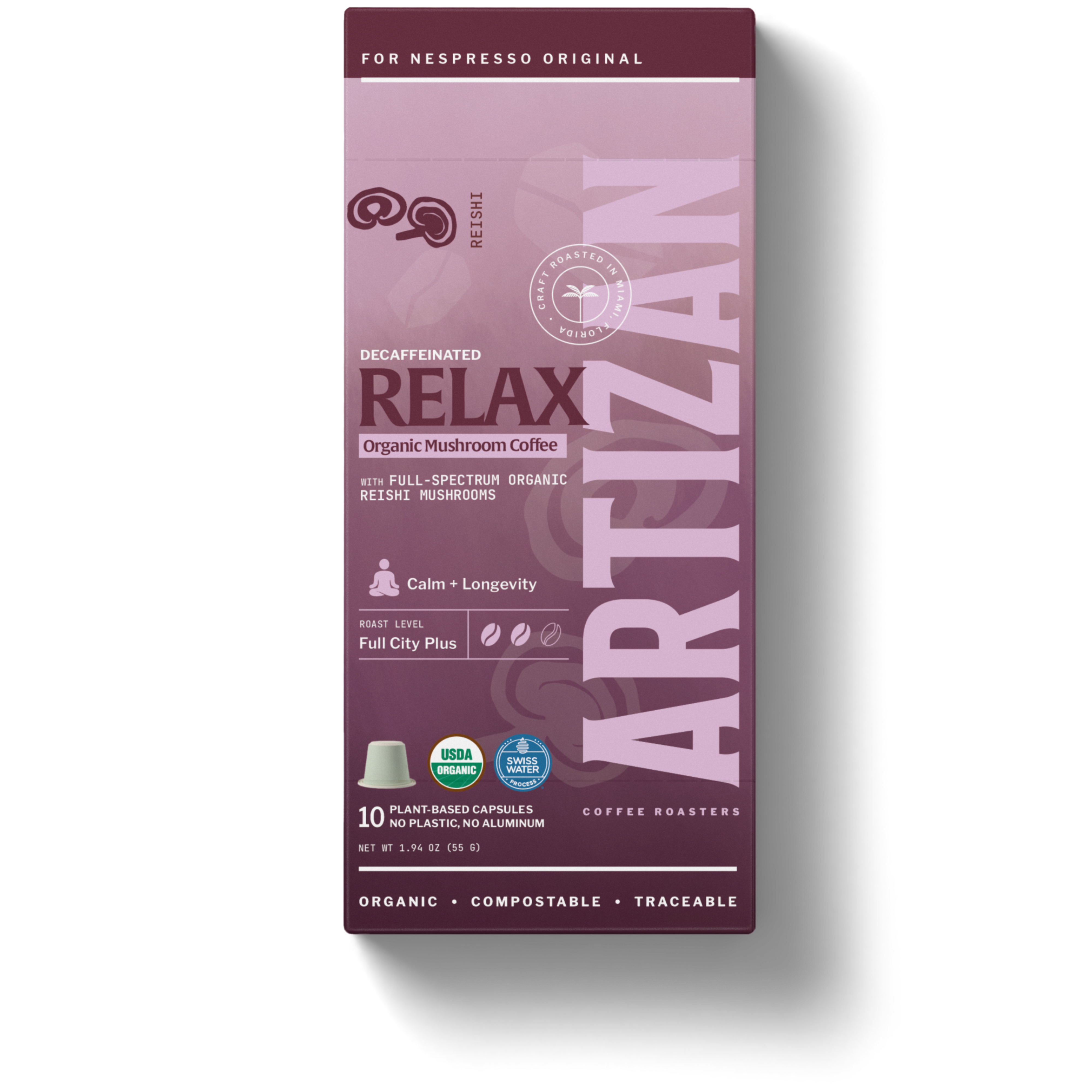 Organic Mushroom Reishi Decaf Front Image Packaging