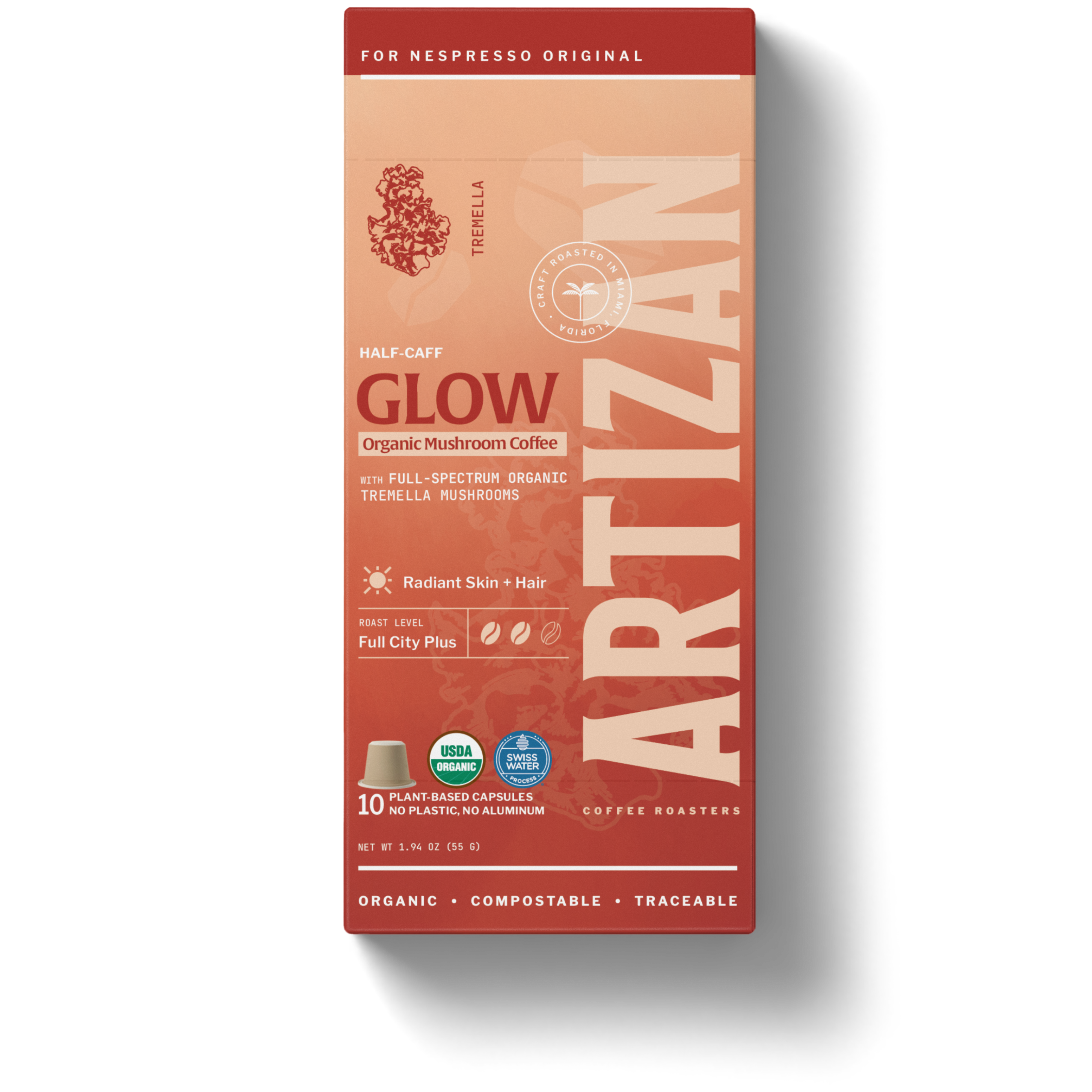 Organic Tremella Mushroom Half Caffeinated Front Image Packaging