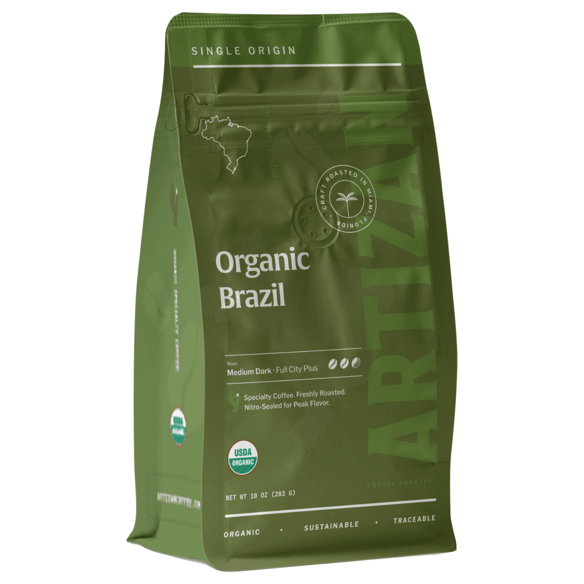 artizan organic brazil whole beans and groujnd coffee 3D