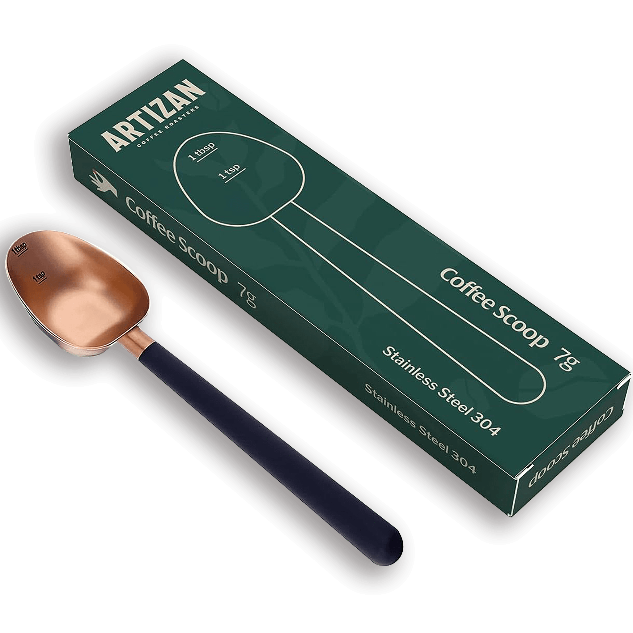 Rose gold 7g coffee measuring scoop with long handle for precision brewing
