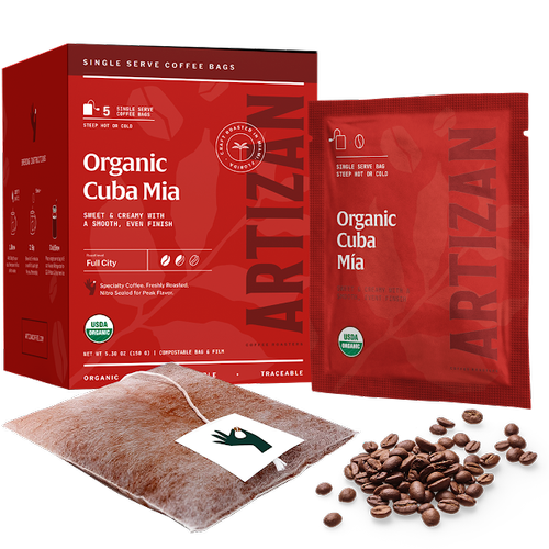Cuba Mia single-origin specialty coffee singles 5-pack, lifestyle view