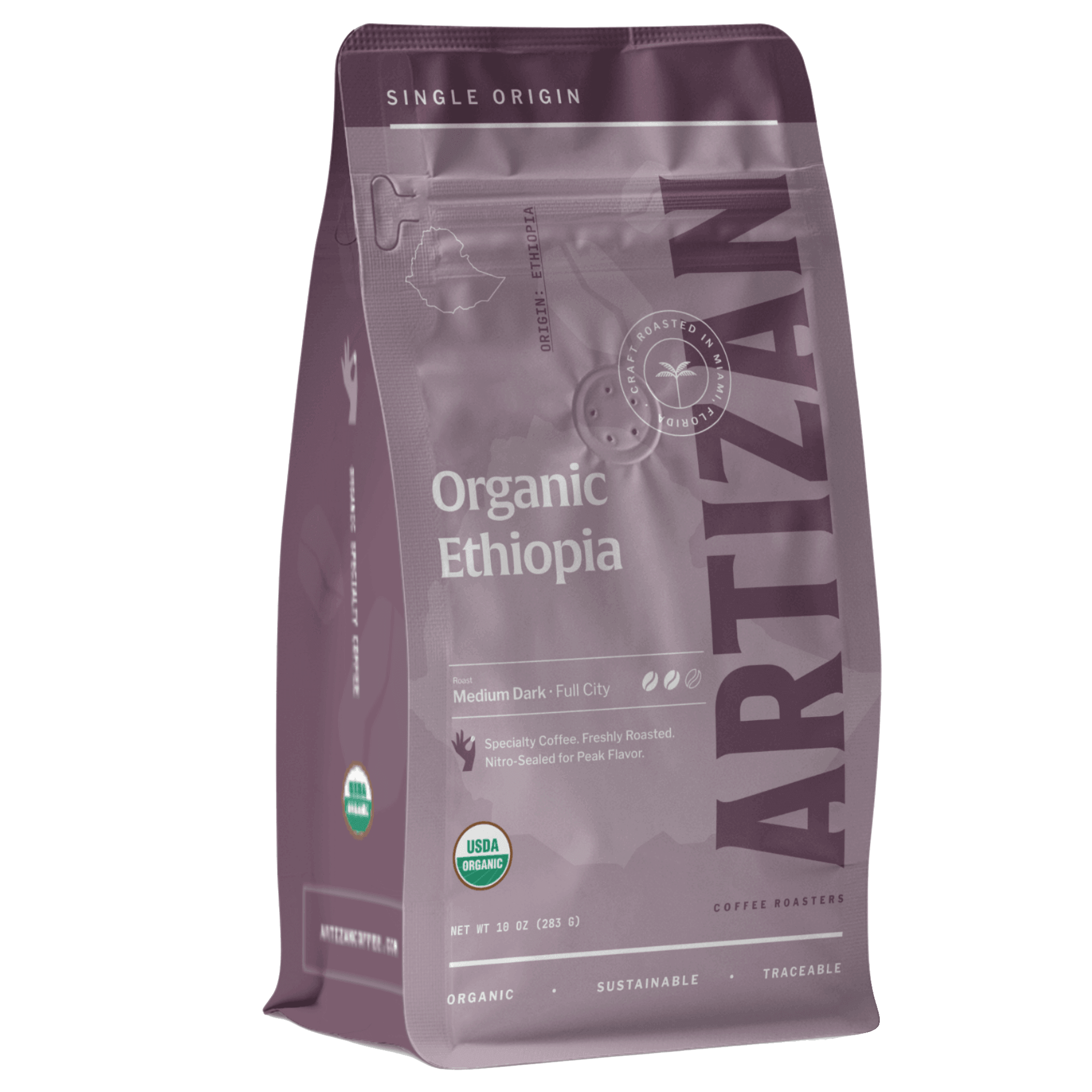 artizan organic ethiopia whole beans and groujnd coffee 3D