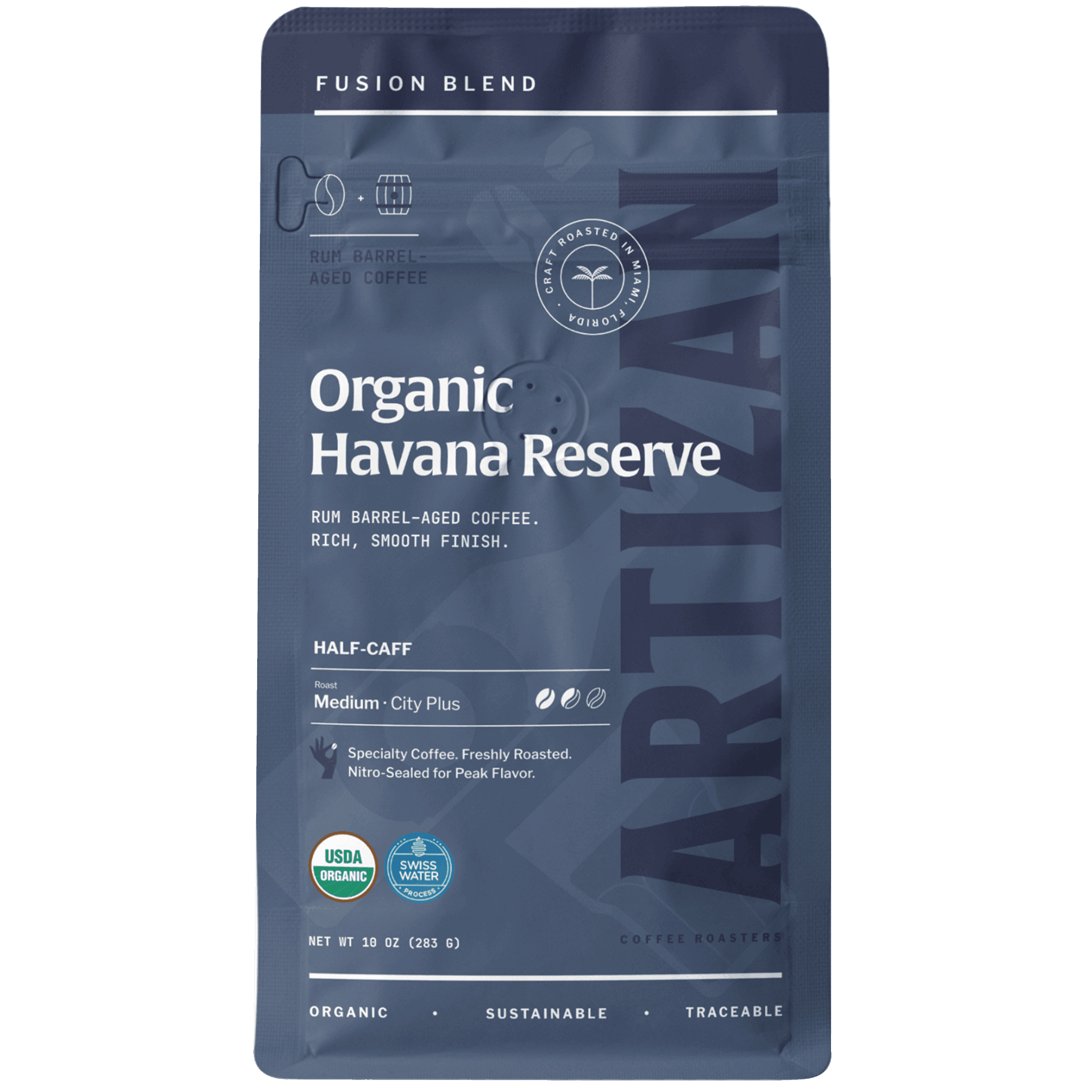 artizan havana reserve organic whole bean coffee front 1x1