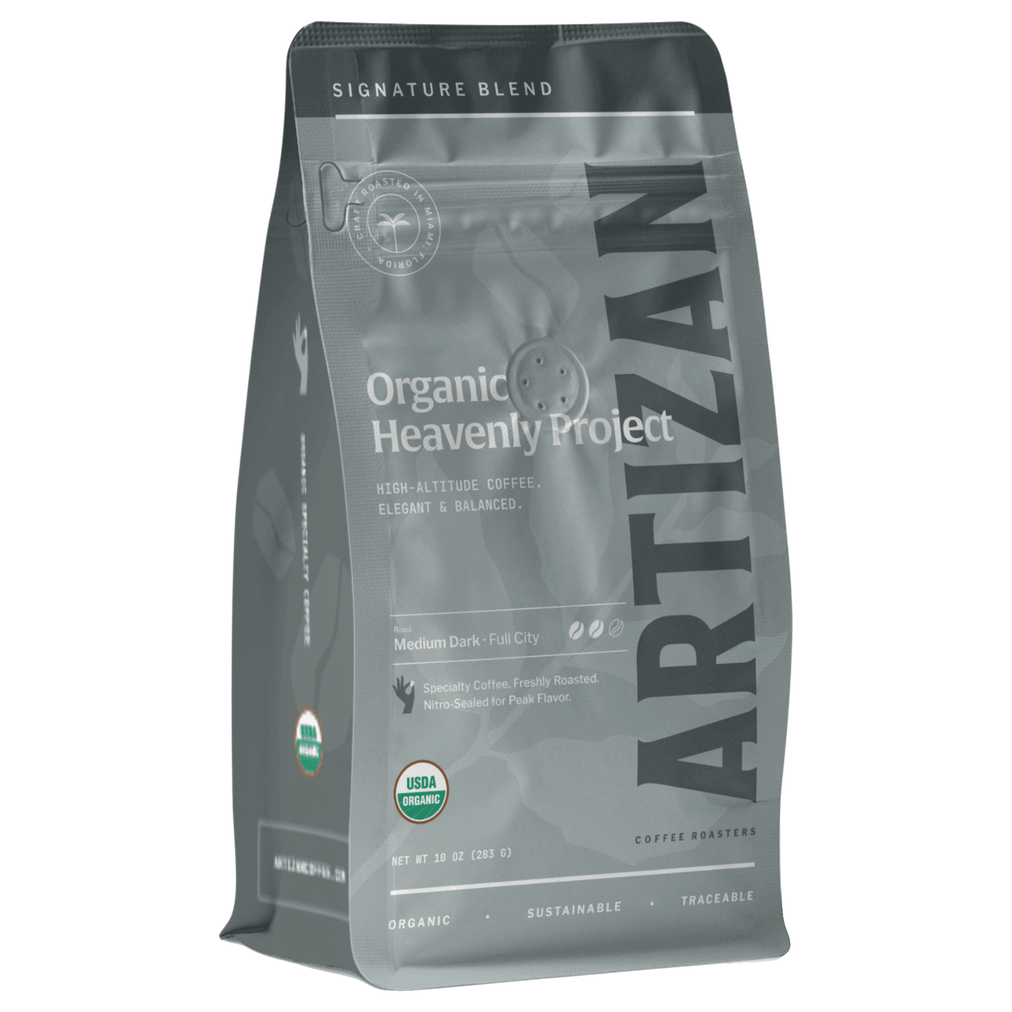 artizan organic heavenly project whole beans and groujnd coffee 3D