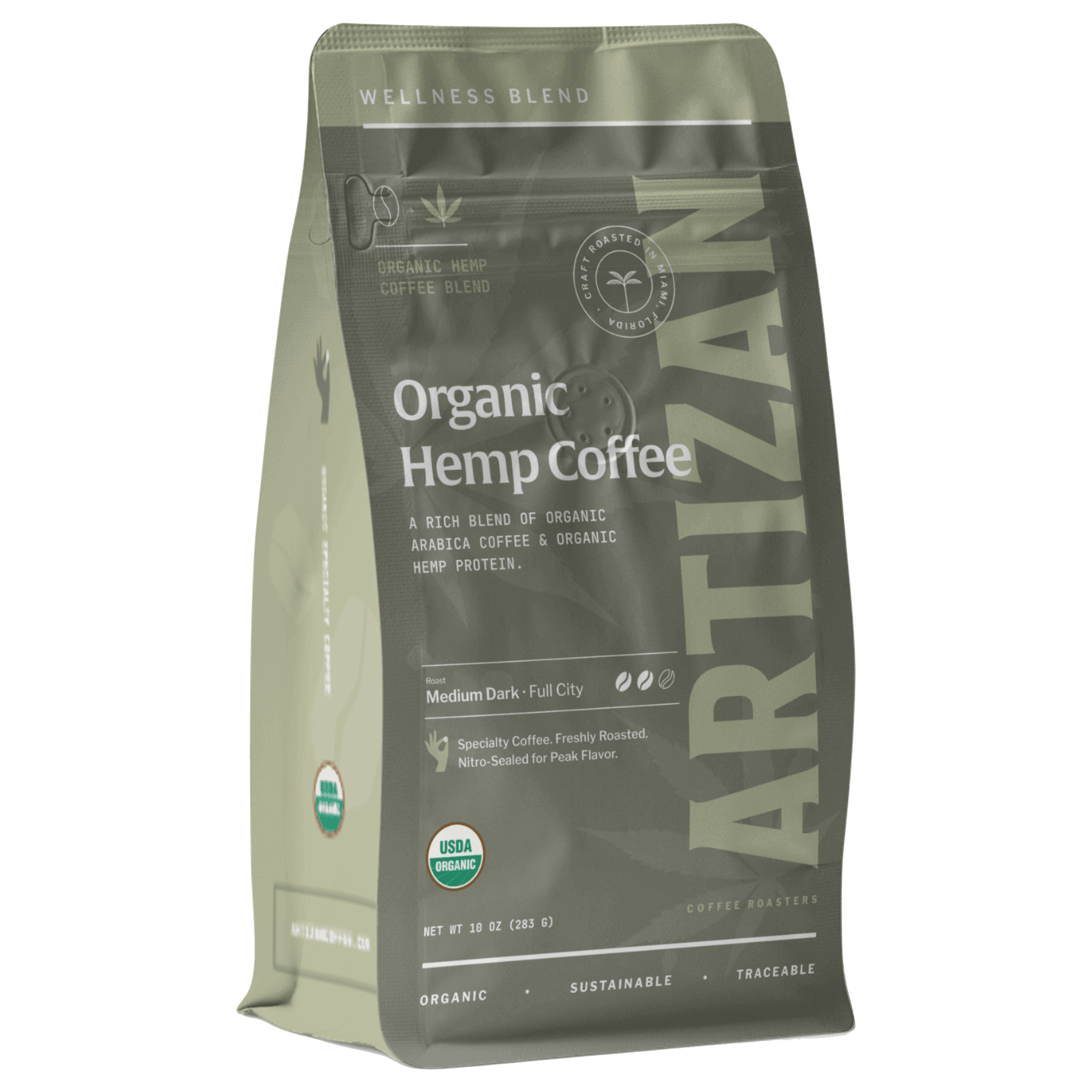 artizan organic hemp coffee whole beans and groujnd coffee 3D