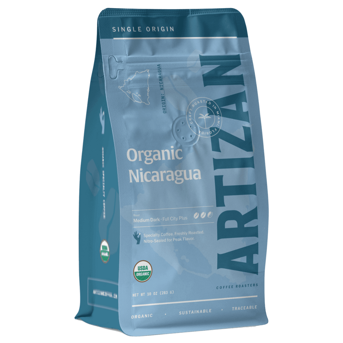 artizan Organic Nicaragua organic whole bean coffee 3D
