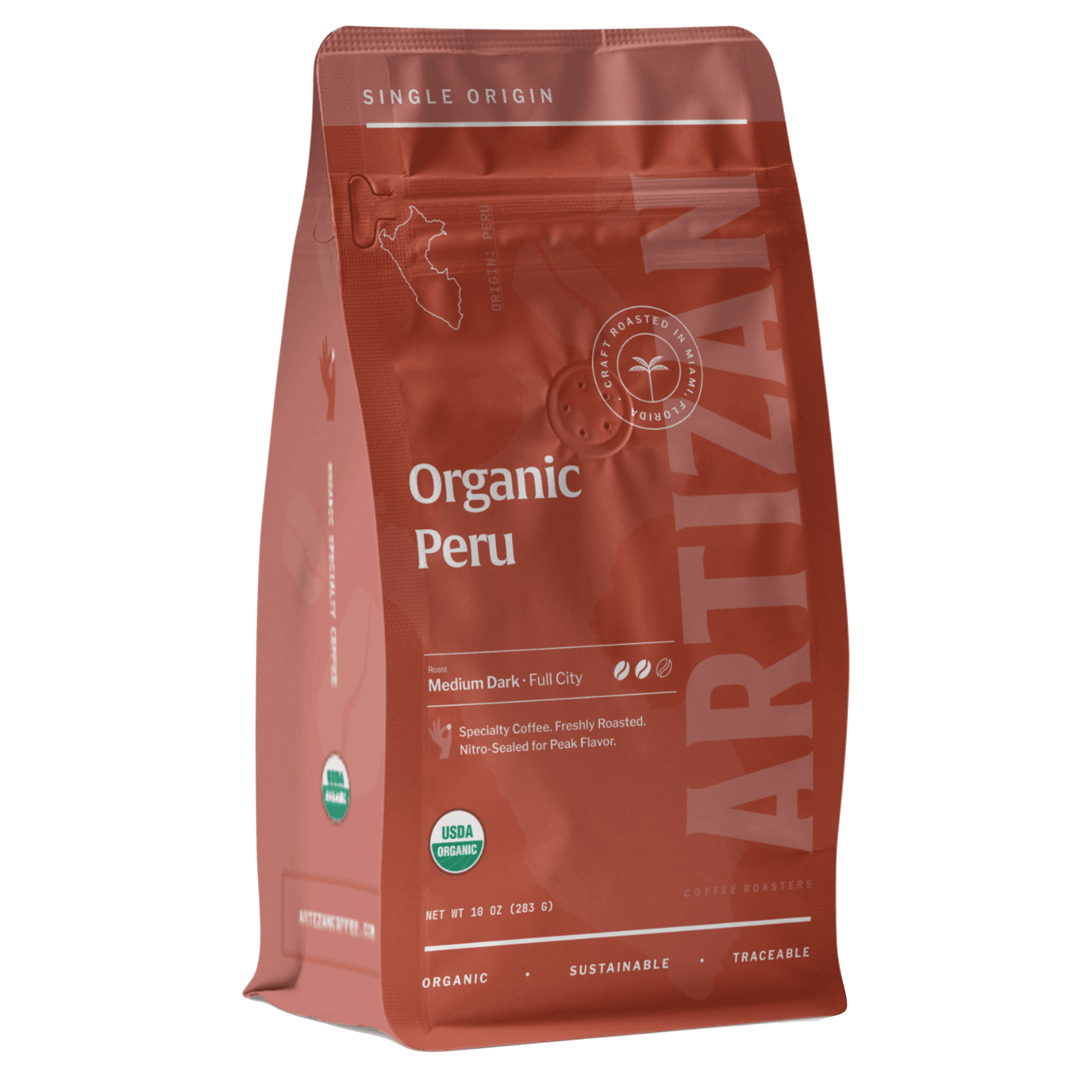 artizan Organic Peru organic whole bean coffee 3D