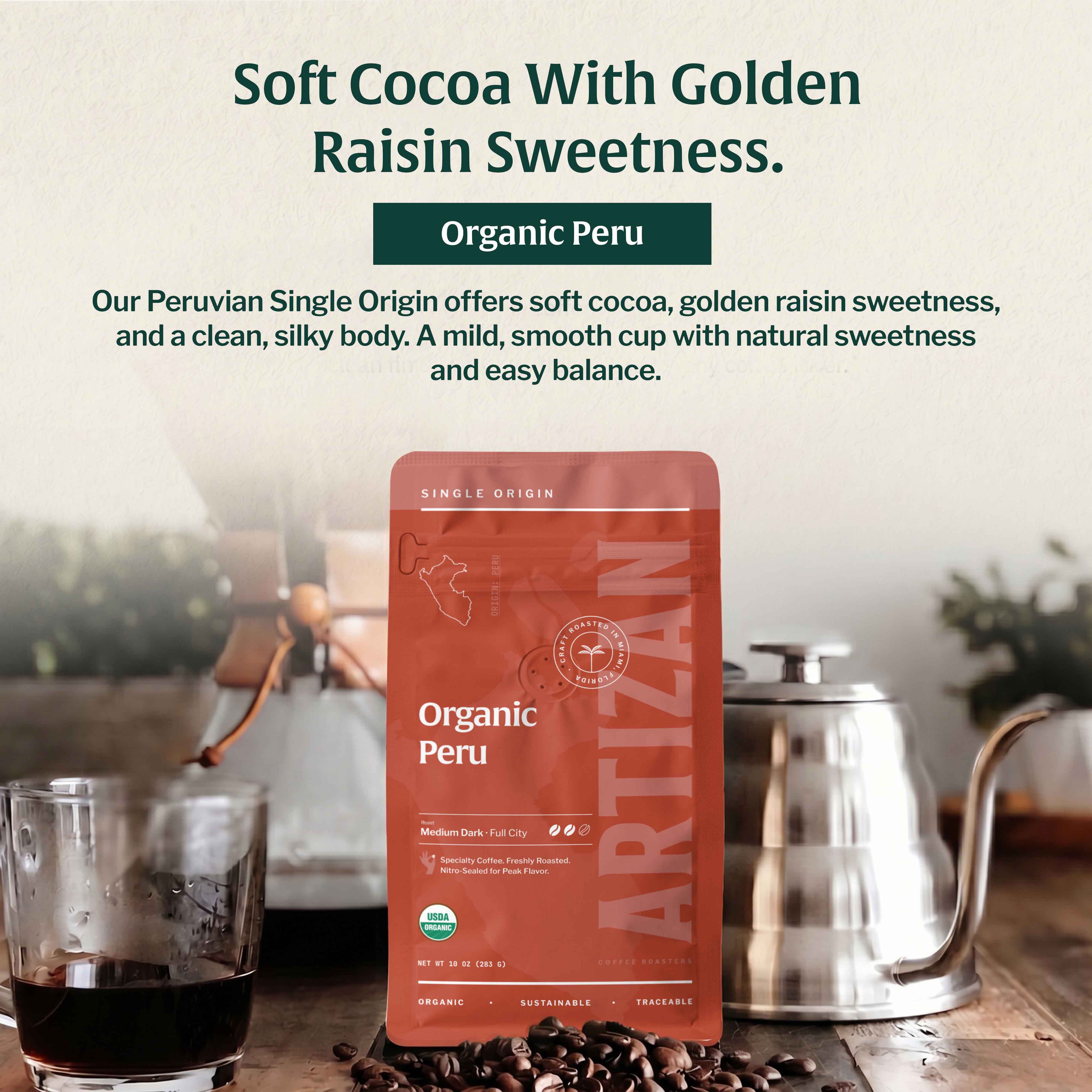 artizan Organic Peru organic whole bean coffee 3D