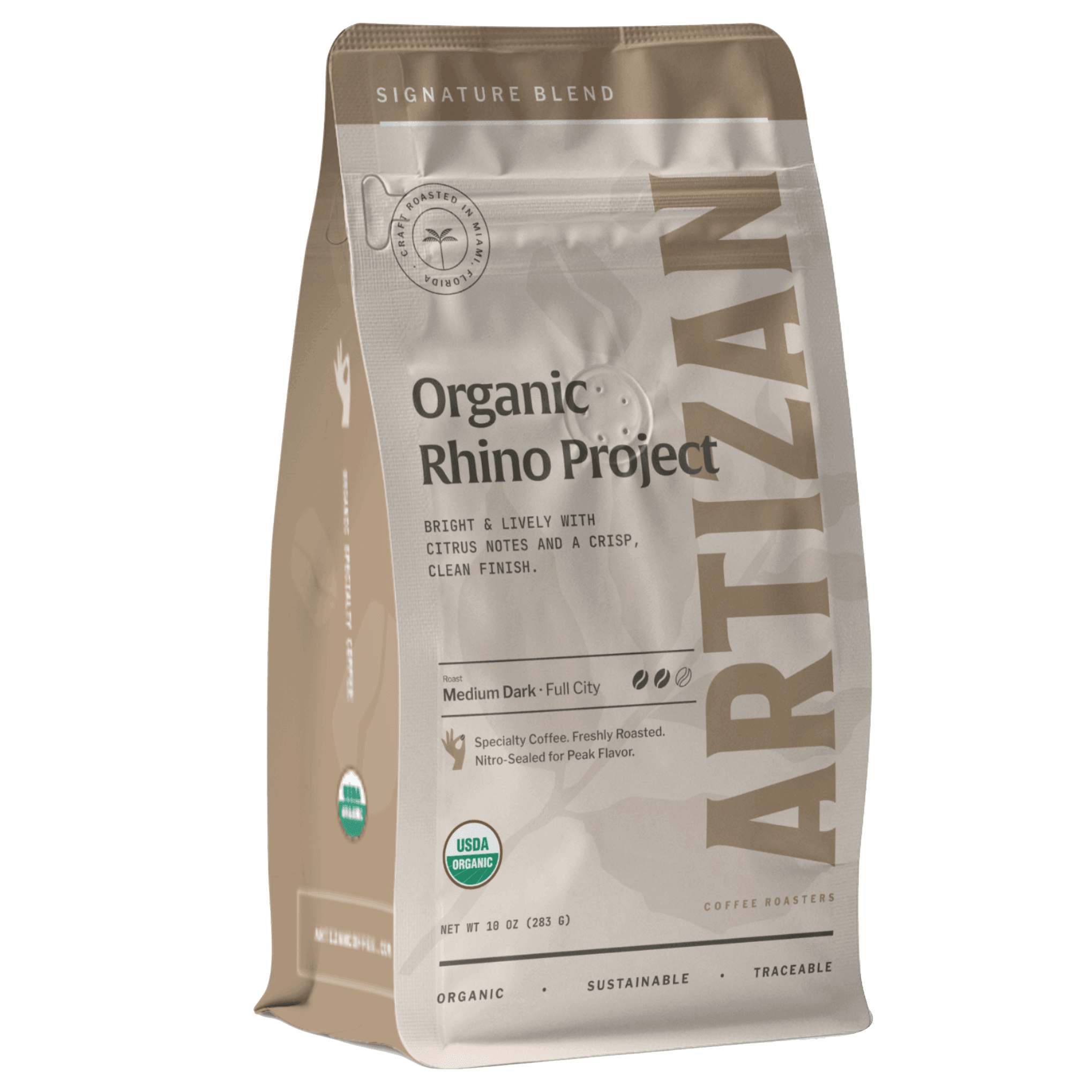 artizan organic rhino project whole beans and groujnd coffee 3D