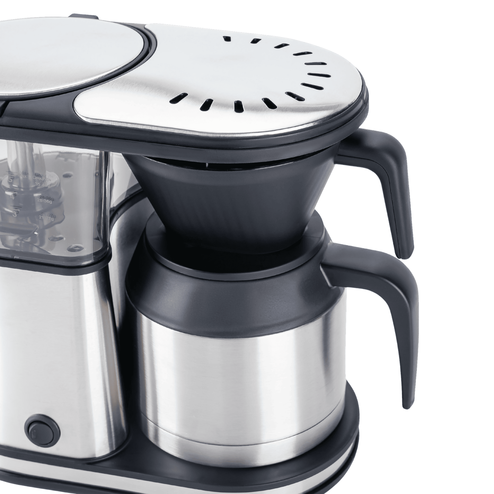 Bonavita 5-Cup Coffee Maker—Thermal Coffee Brewer—stainless steel with black lid and precise vent slots.