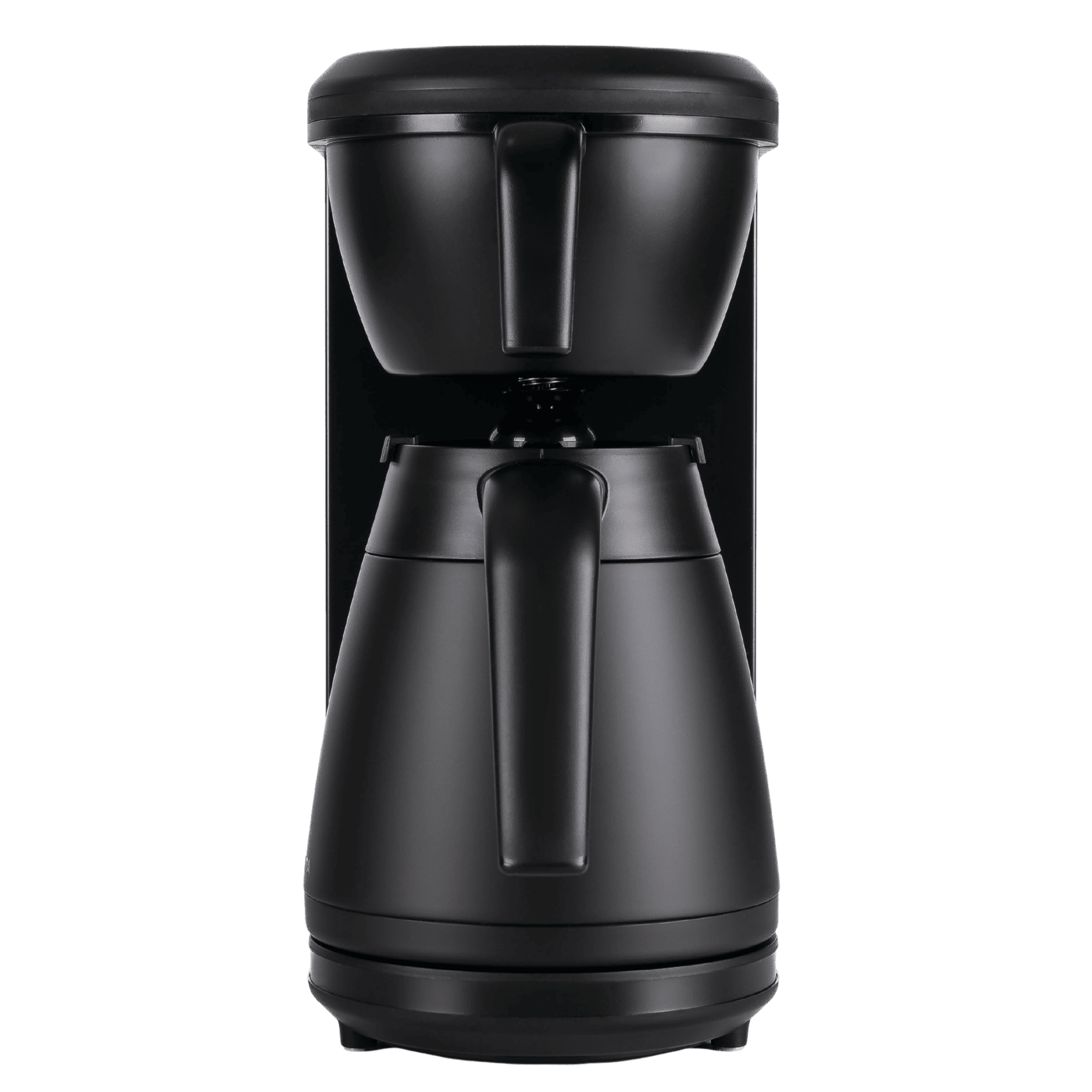 Bonavita 8-cup drip coffee brewer in all-matte black with black thermal carafe, front view