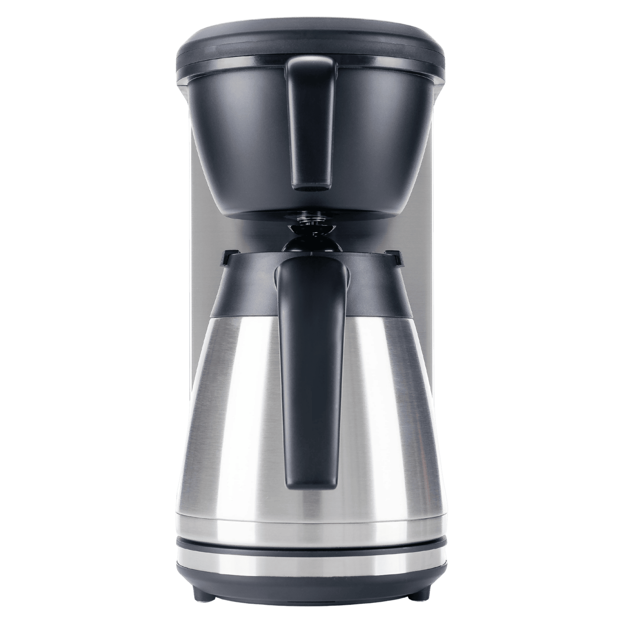 Bonavita 8-cup drip coffee brewer in stainless steel with black thermal carafe, front view