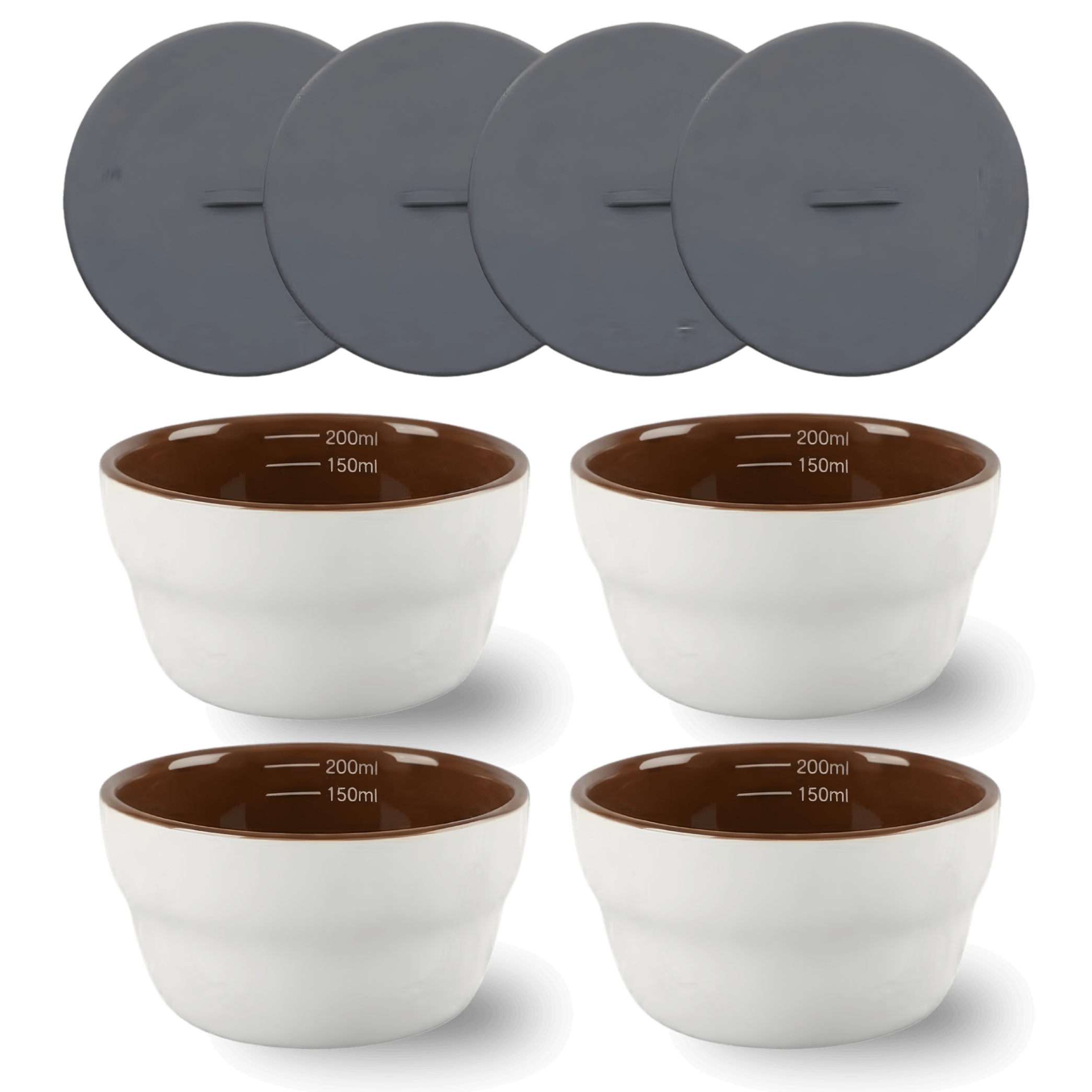 artizan coffee cupping bowl set of 4 with transparent background