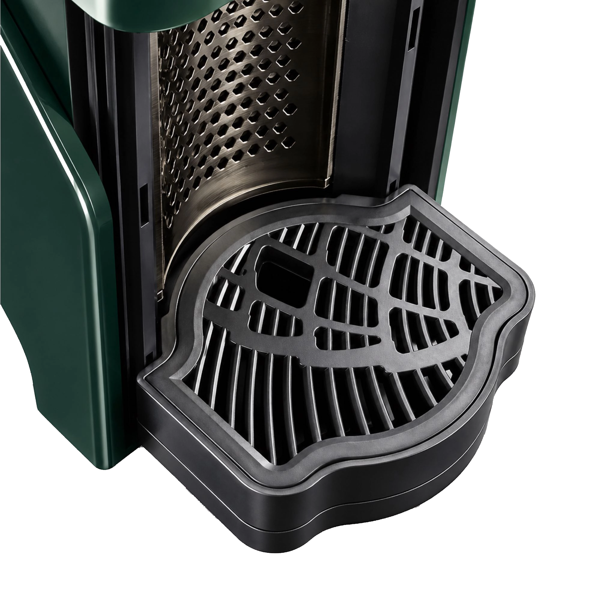 Milton Coffee Line1 Nespresso Compatible Brewer in Evergreen & Saddle– cup tray detail