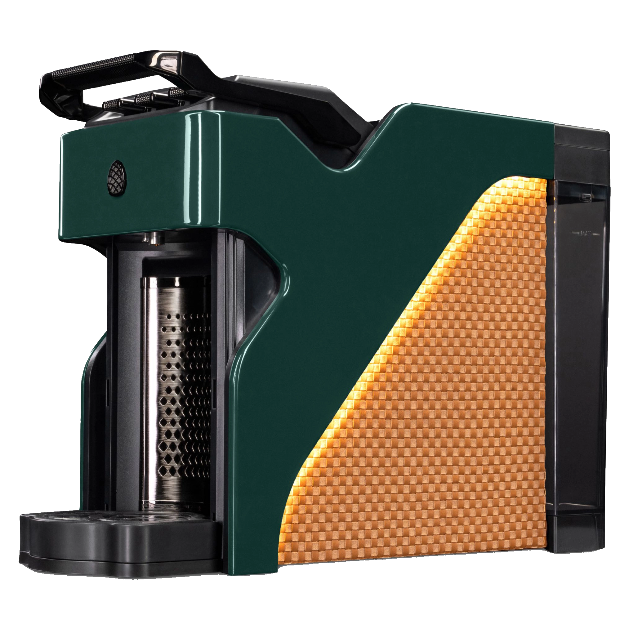 Milton Coffee Line1 Nespresso Compatible Brewer in Evergreen & Saddle– three-quarter view